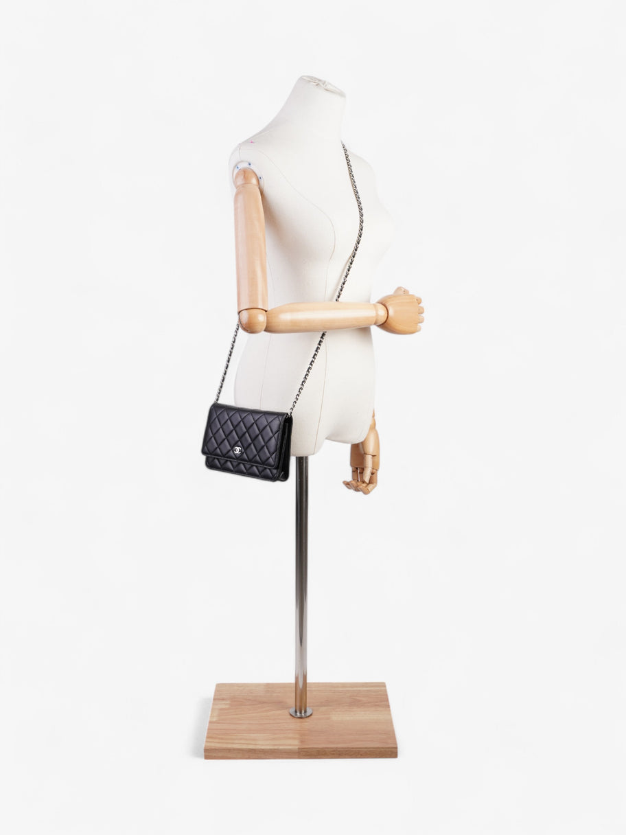 Chanel Wallet On Chain Black Lambskin Leather Image 2