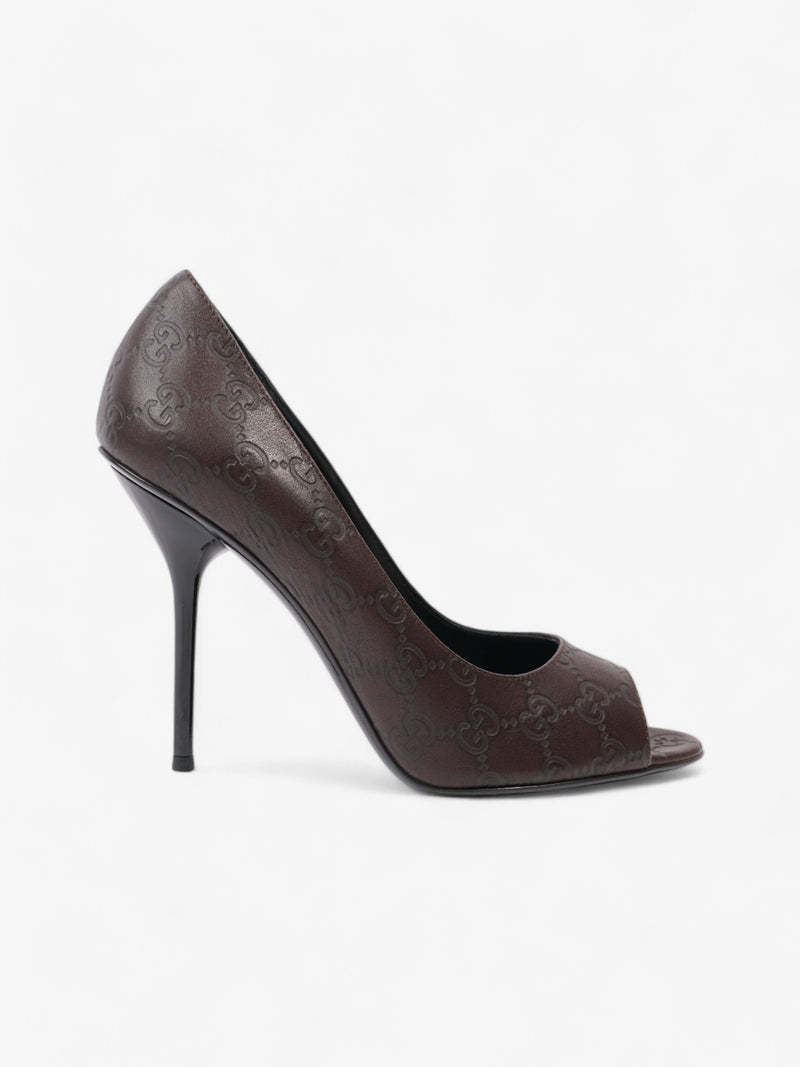  Gucci Guccissima Heels 115mm Chocolate Brown Leather EU 41 UK 8