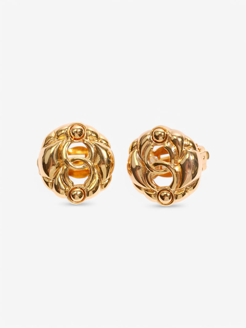  Chanel Vintage Earrings Gold Base Metal