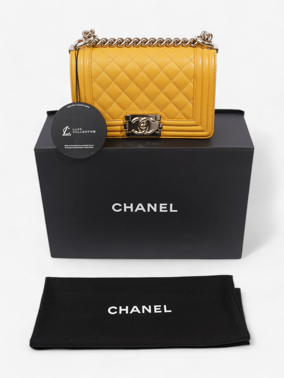 Chanel Boy Bag Mustard Caviar Leather Small Image 9