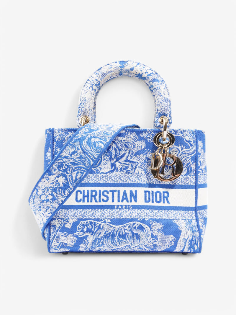  Christian Dior Lady D-Lite Bag Blue / White Canvas