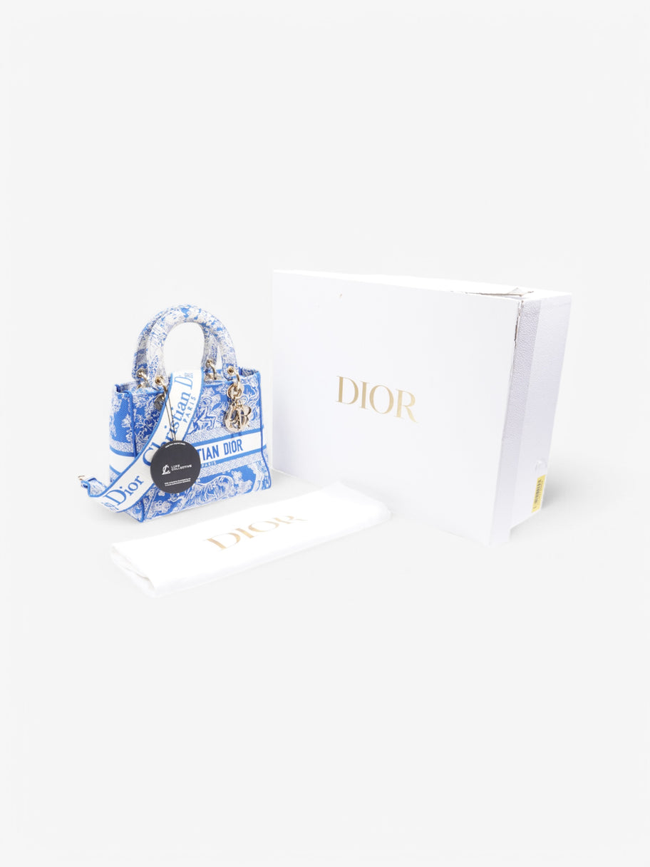 Christian Dior Lady D-Lite Bag Blue / White Canvas Image 10