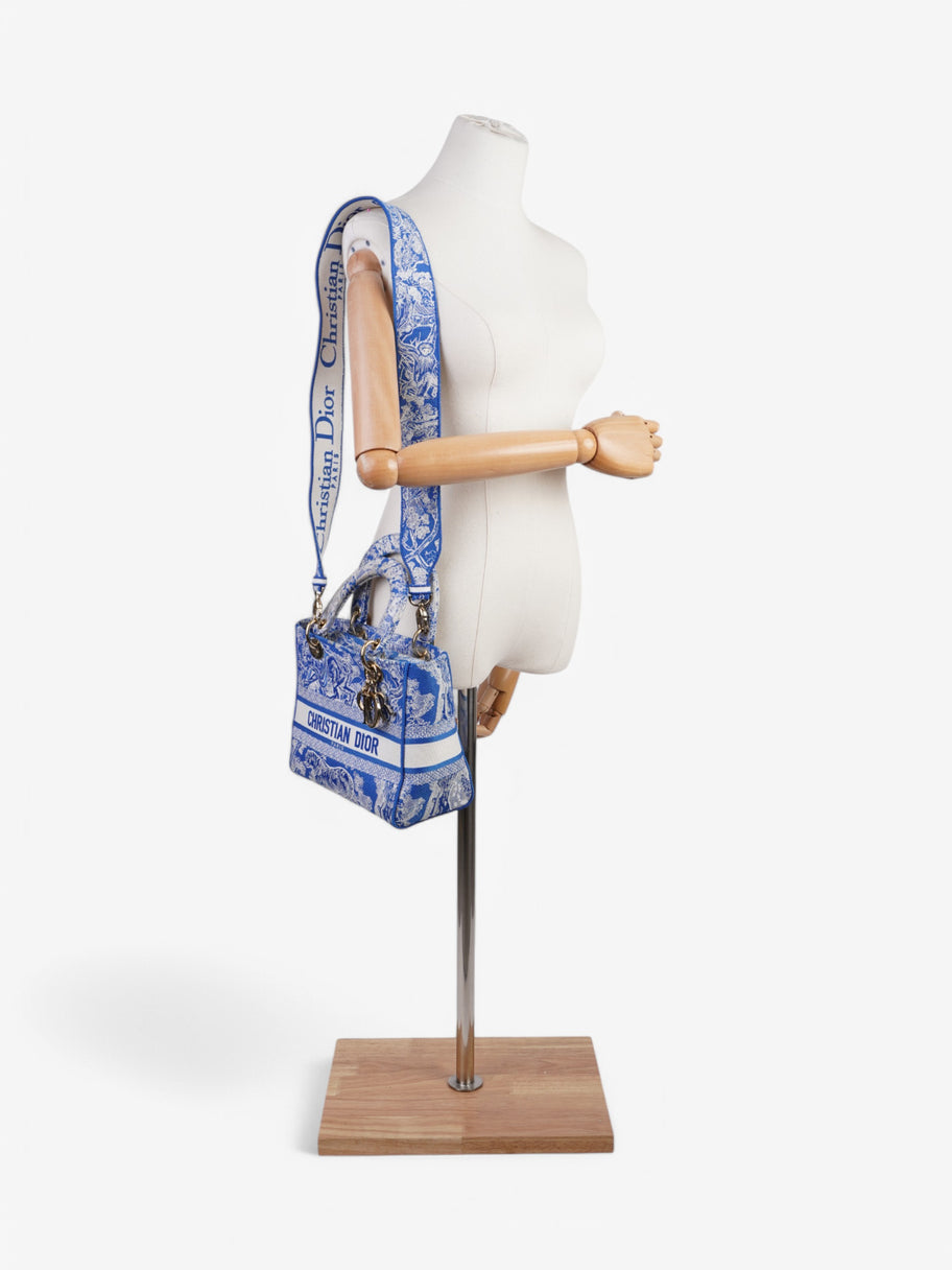 Christian Dior Lady D-Lite Bag Blue / White Canvas Image 2