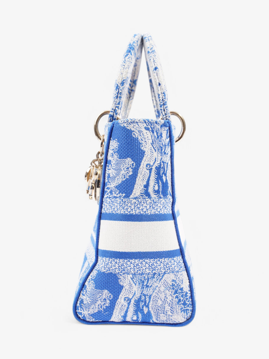 Christian Dior Lady D-Lite Bag Blue / White Canvas Image 3