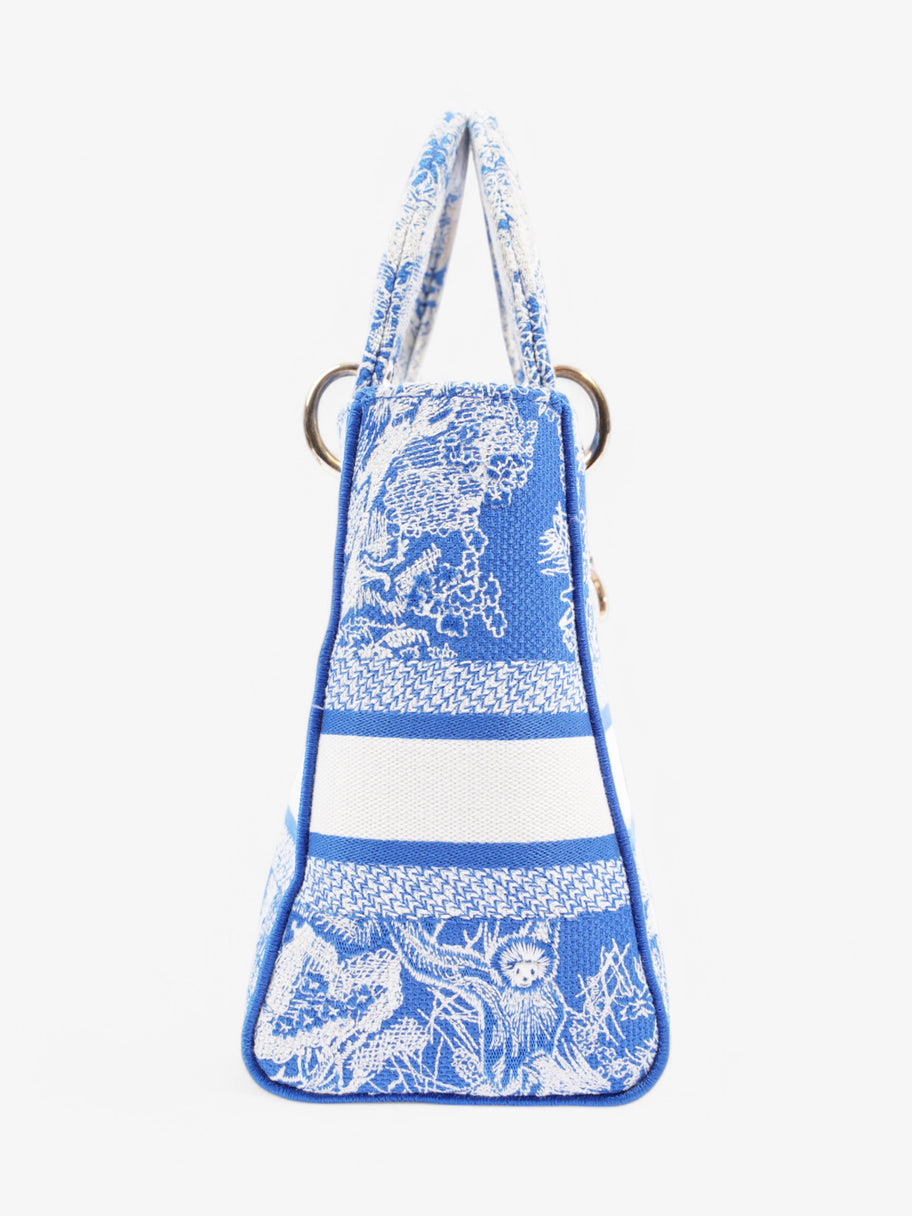 Christian Dior Lady D-Lite Bag Blue / White Canvas Image 5