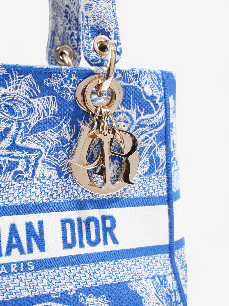 Christian Dior Lady D-Lite Bag Blue / White Canvas Image 7