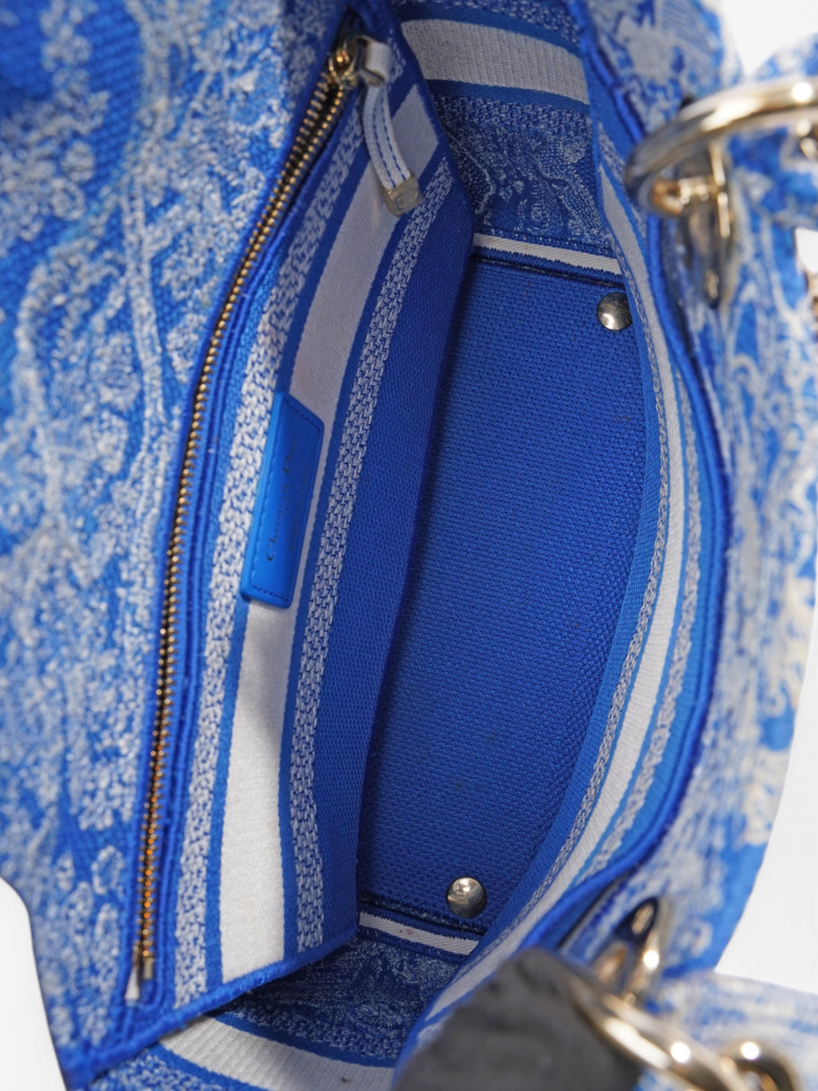 Christian Dior Lady D-Lite Bag Blue / White Canvas Image 9