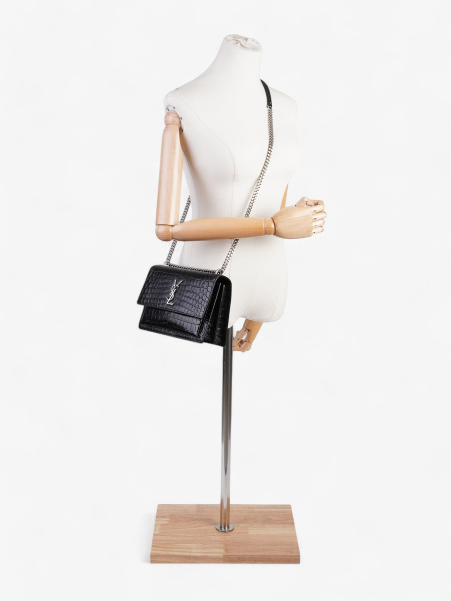 Saint Laurent Sunset Black Embossed Leather Medium Image 2