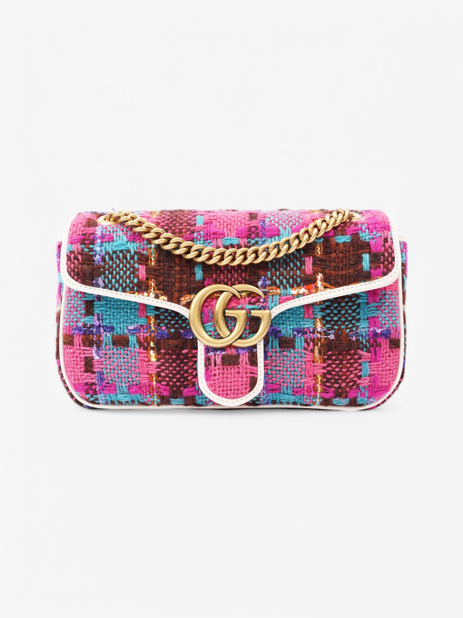 Gucci Marmont Flap Pink / Blue Tweed Small Image 1