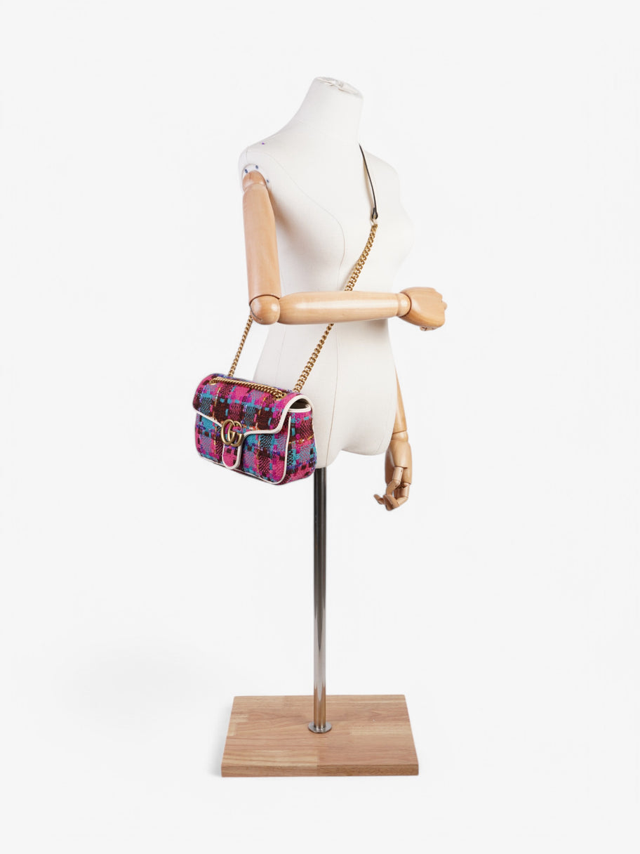 Gucci Marmont Flap Pink / Blue Tweed Small Image 2