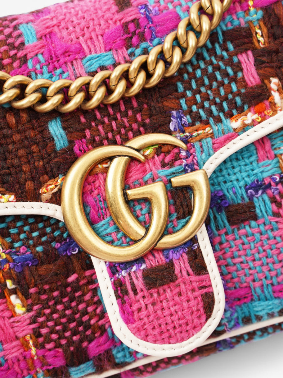 Gucci Marmont Flap Pink / Blue Tweed Small Image 8
