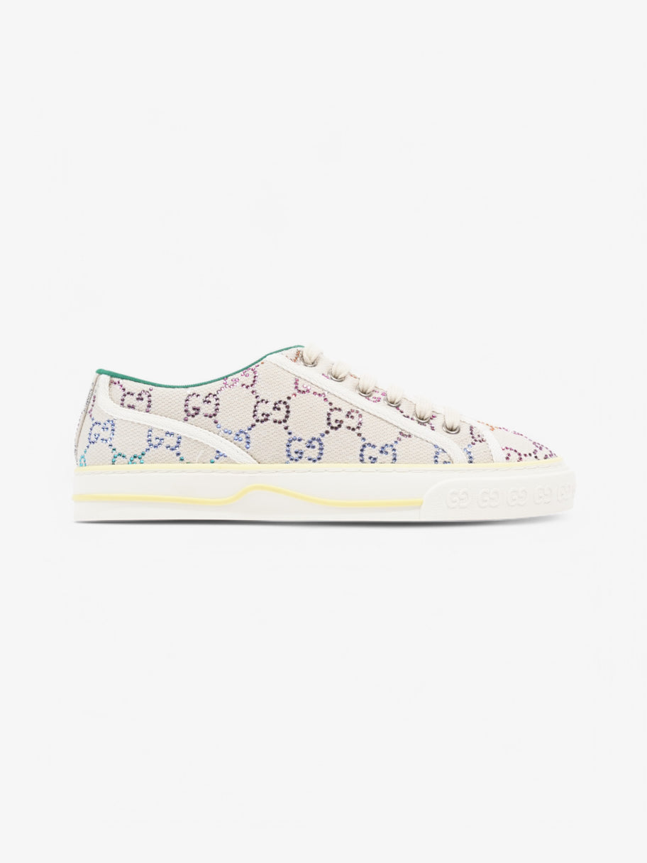 Gucci Tennis 1977 Crystal Sneaker  White  / Multicolour / Green Canvas EU 38.5 UK 5.5 Image 1