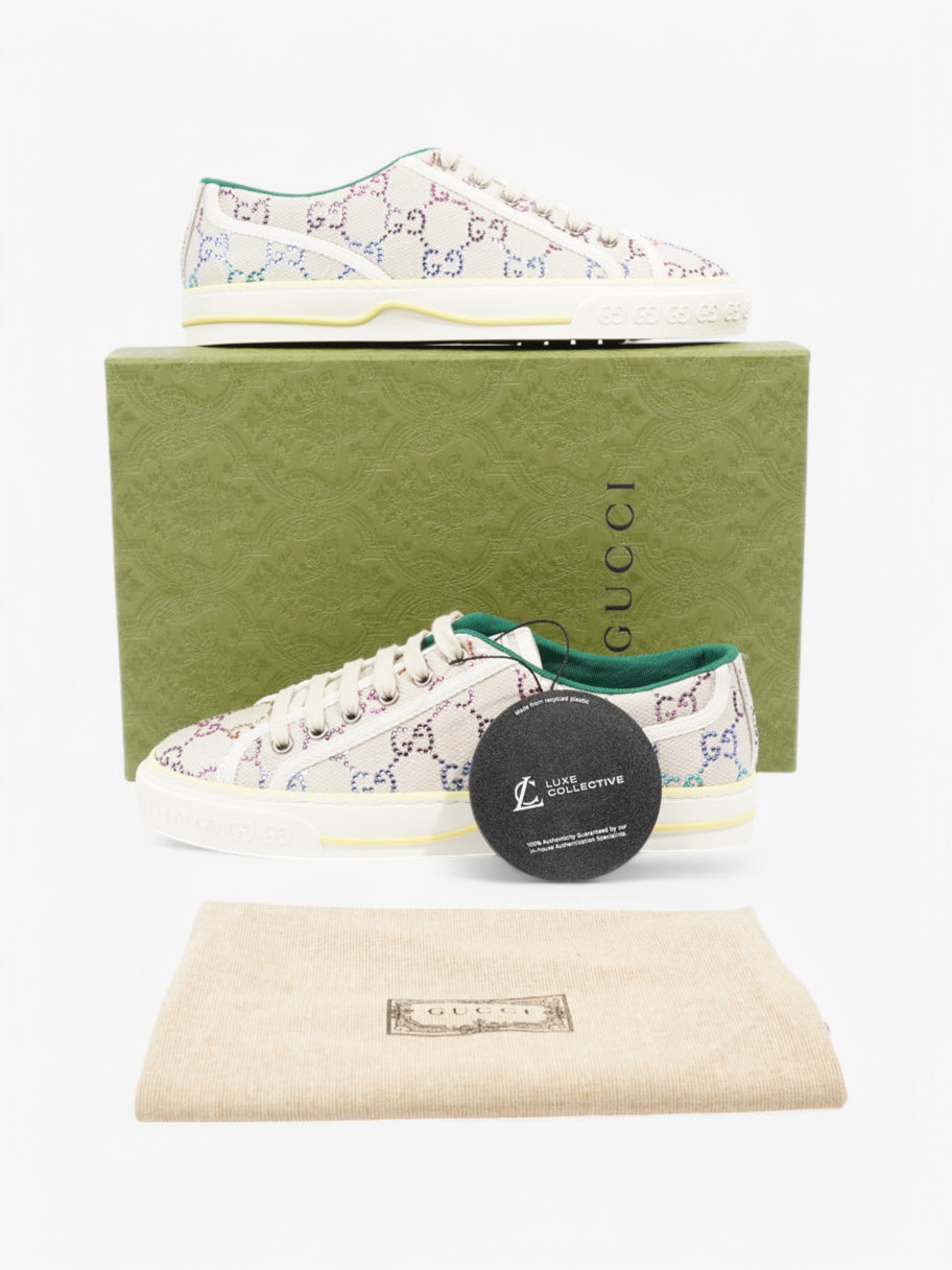 Gucci Tennis 1977 Crystal Sneaker  White  / Multicolour / Green Canvas EU 38.5 UK 5.5 Image 10