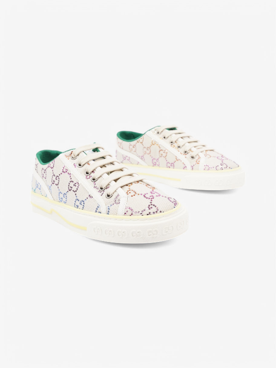 Gucci Tennis 1977 Crystal Sneaker  White  / Multicolour / Green Canvas EU 38.5 UK 5.5 Image 2