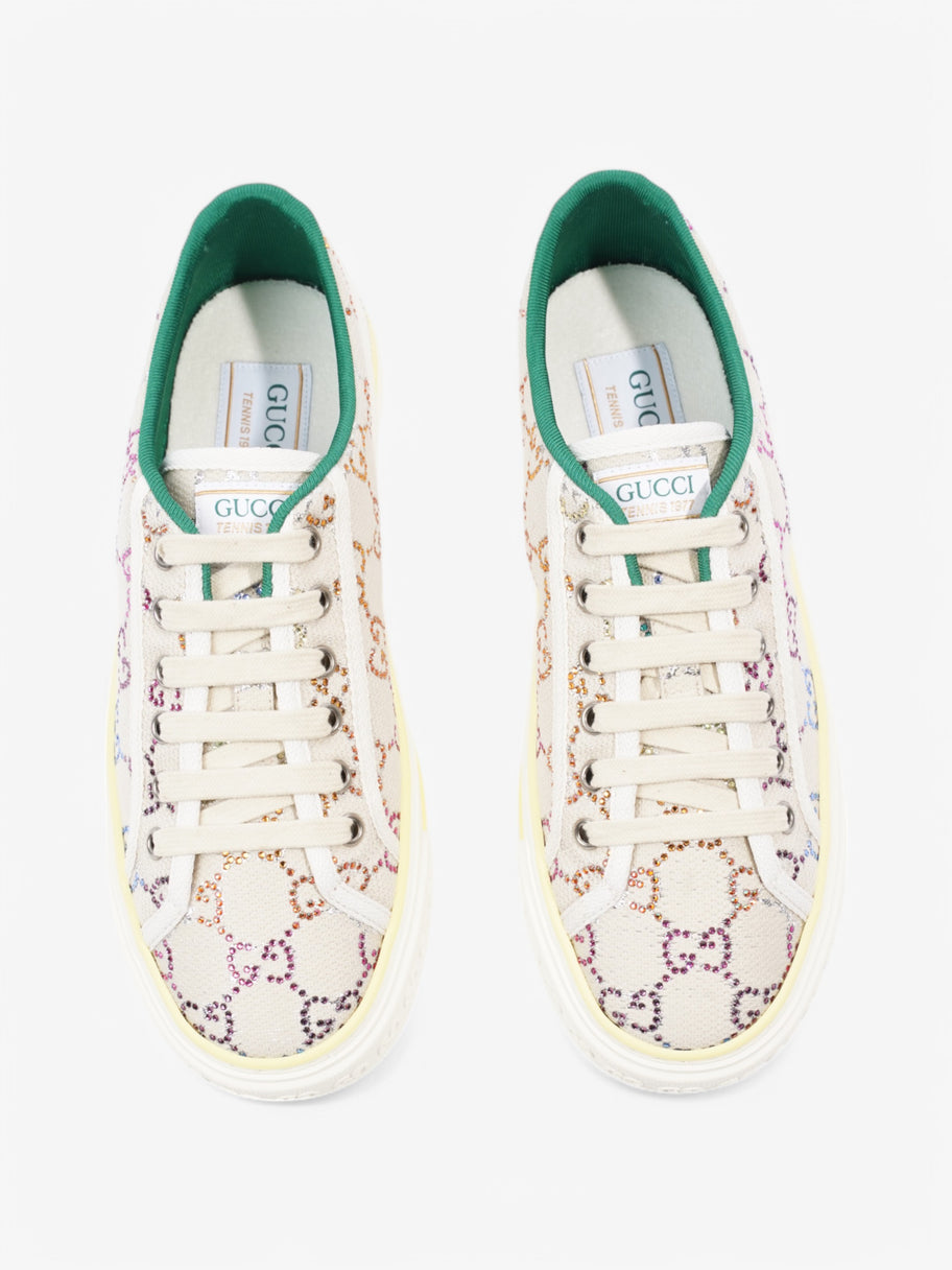 Gucci Tennis 1977 Crystal Sneaker  White  / Multicolour / Green Canvas EU 38.5 UK 5.5 Image 8