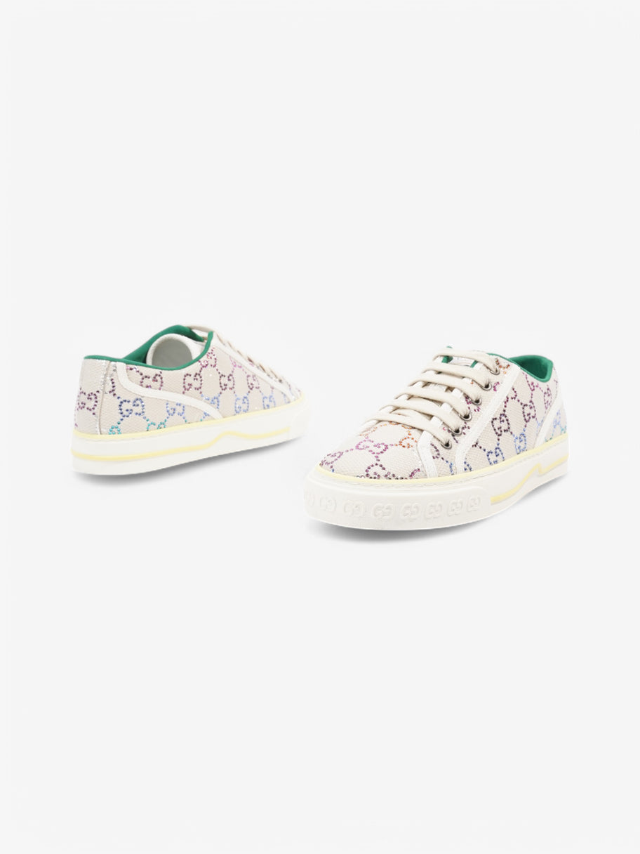 Gucci Tennis 1977 Crystal Sneaker  White  / Multicolour / Green Canvas EU 38.5 UK 5.5 Image 9