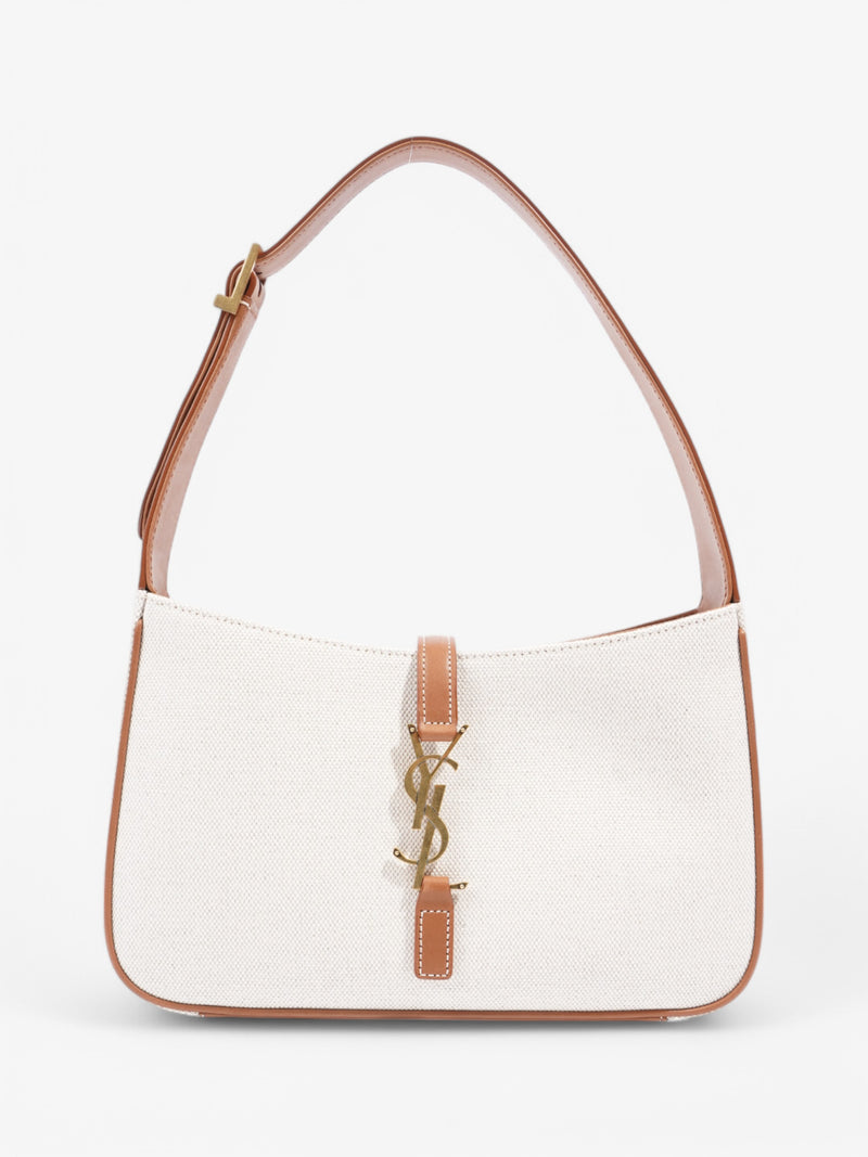  Saint Laurent Le 5 A 7 White / Tan Canvas
