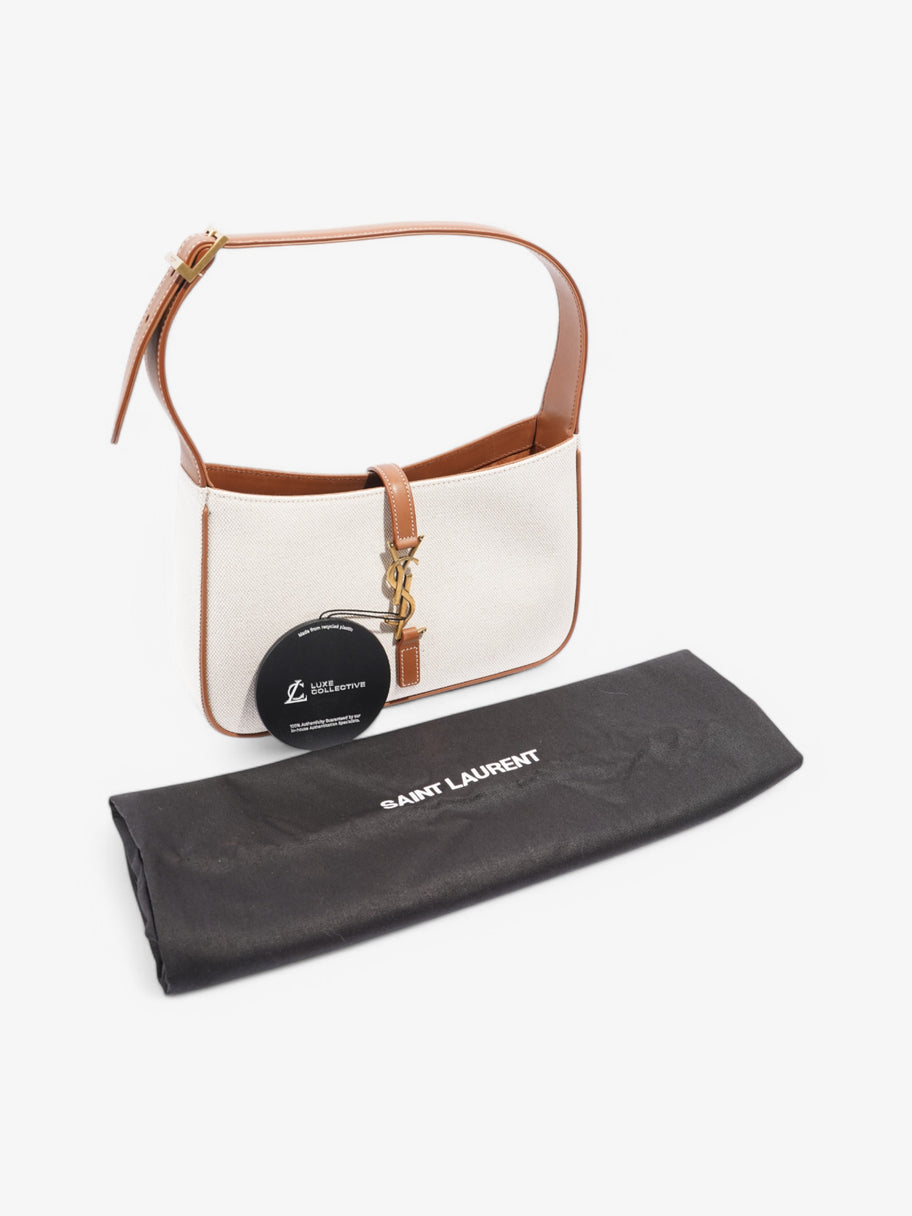 Saint Laurent Le 5 A 7 White / Tan Canvas Image 9