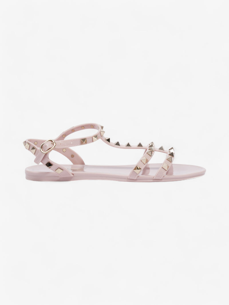  Valentino Rockstud Rubber Sandals Pink / Gold Rubber EU 38 UK 5