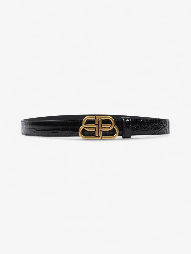  Balenciaga BB Belt Black Crocodile Leather