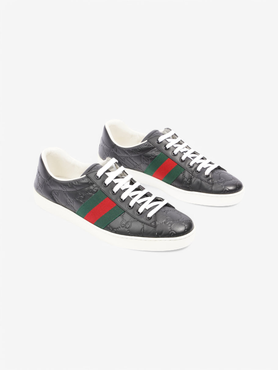 Gucci Ace GG Supreme Sneakers Black / Green / Red Embossed Leather EU 42.5 UK 8.5 Image 2