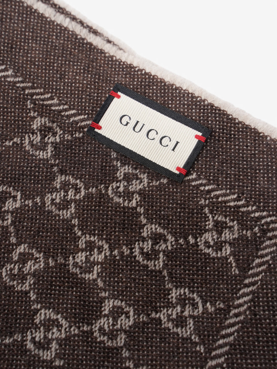 Gucci Monogram Scarf Brown Wool 48cm x 180cm Image 2