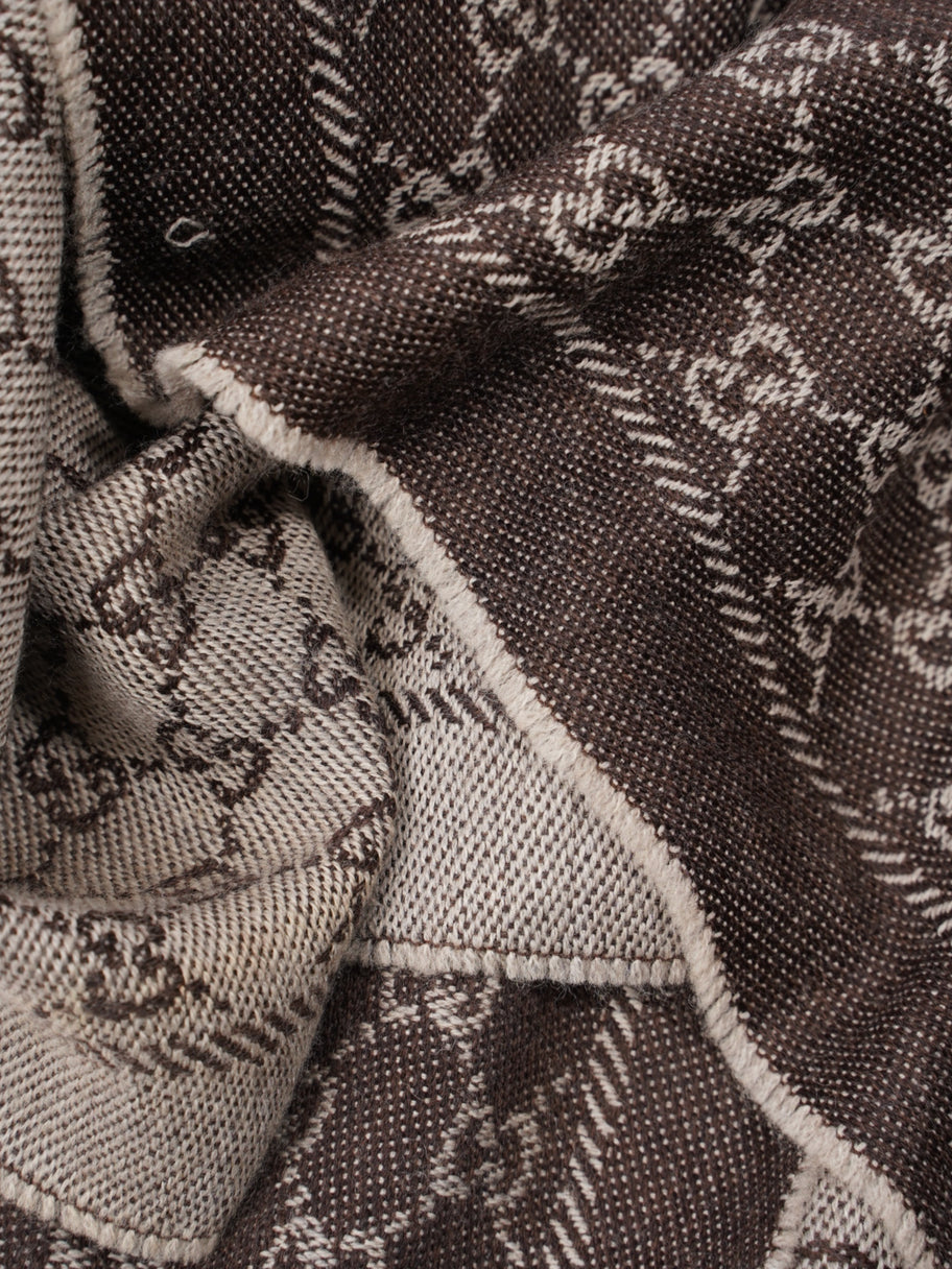 Gucci Monogram Scarf Brown Wool 48cm x 180cm Image 3