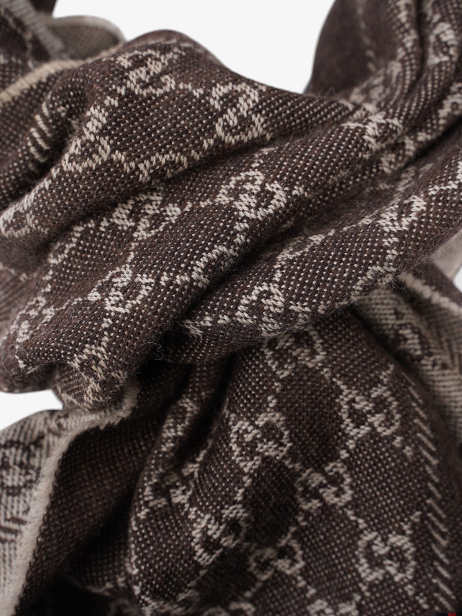 Gucci Monogram Scarf Brown Wool 48cm x 180cm Image 5