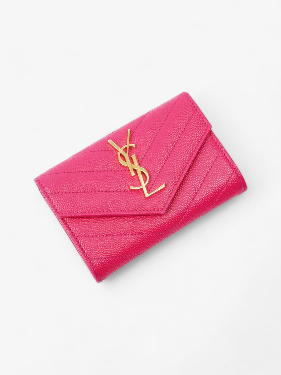 Saint Laurent Monogram Envelope Wallet Bubblegum Pink / Gold Grained Leather Small Image 3