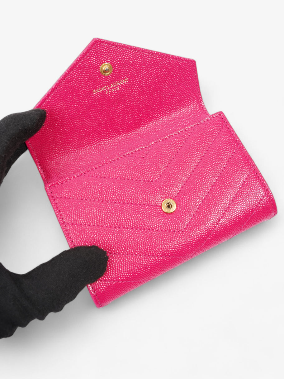 Saint Laurent Monogram Envelope Wallet Bubblegum Pink / Gold Grained Leather Small Image 4