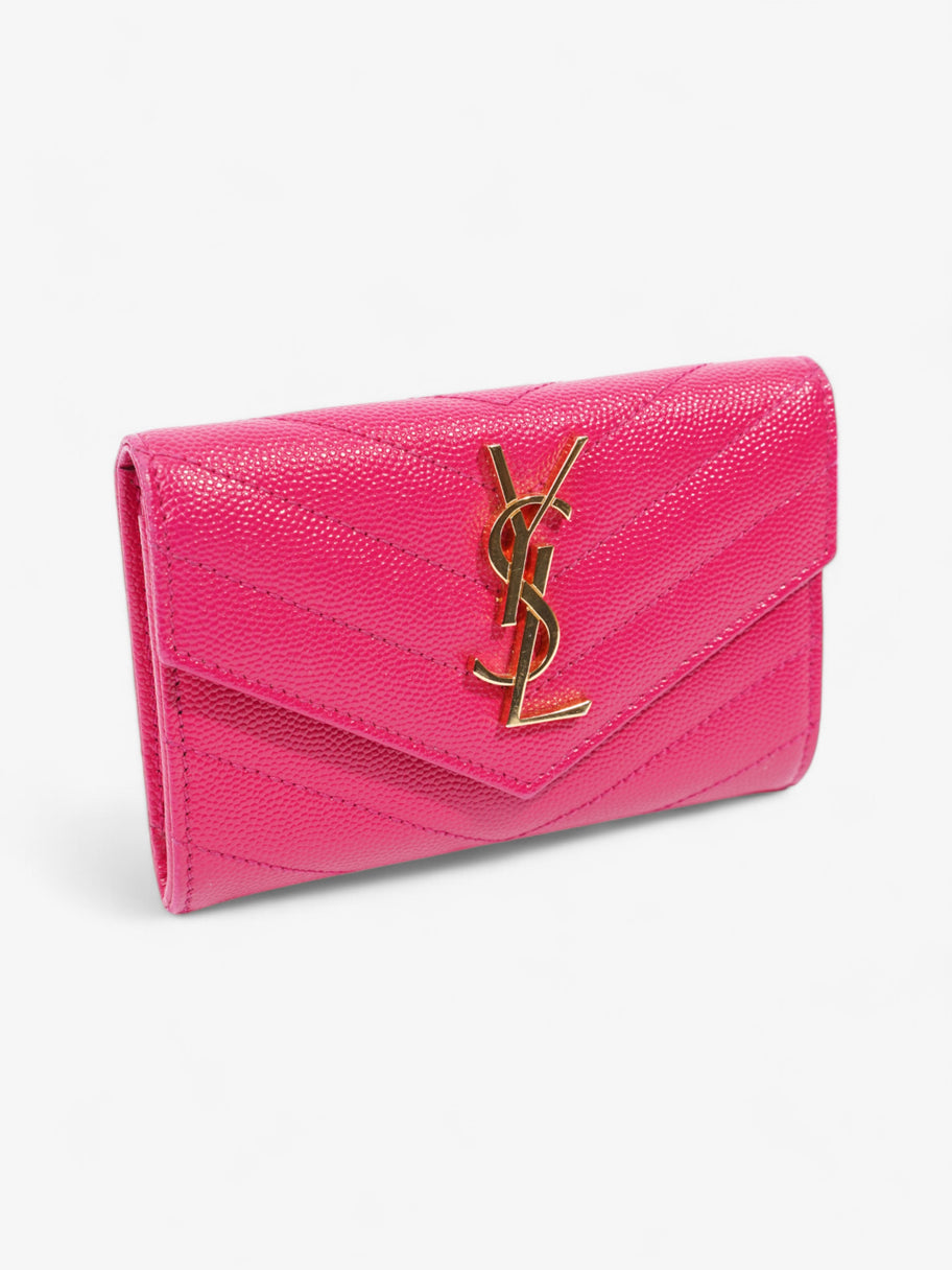 Saint Laurent Monogram Envelope Wallet Bubblegum Pink / Gold Grained Leather Small Image 6