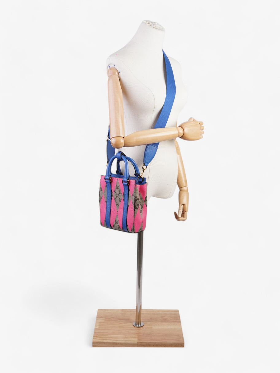 Gucci Rhombus Printed GG Blue / GG Supreme / Pink Canvas Mini Image 2