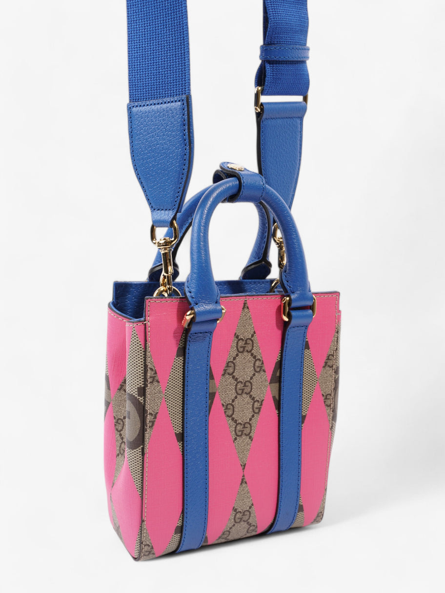 Gucci Rhombus Printed GG Blue / GG Supreme / Pink Canvas Mini Image 7