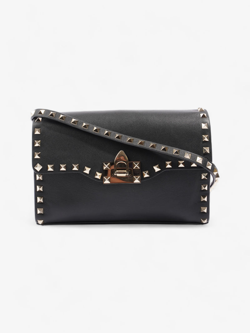  Valentino Rockstud Flap Black Leather