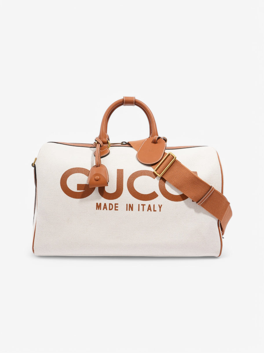 Gucci Reversible Logo-print Holdall White  / Brown Canvas Image 1