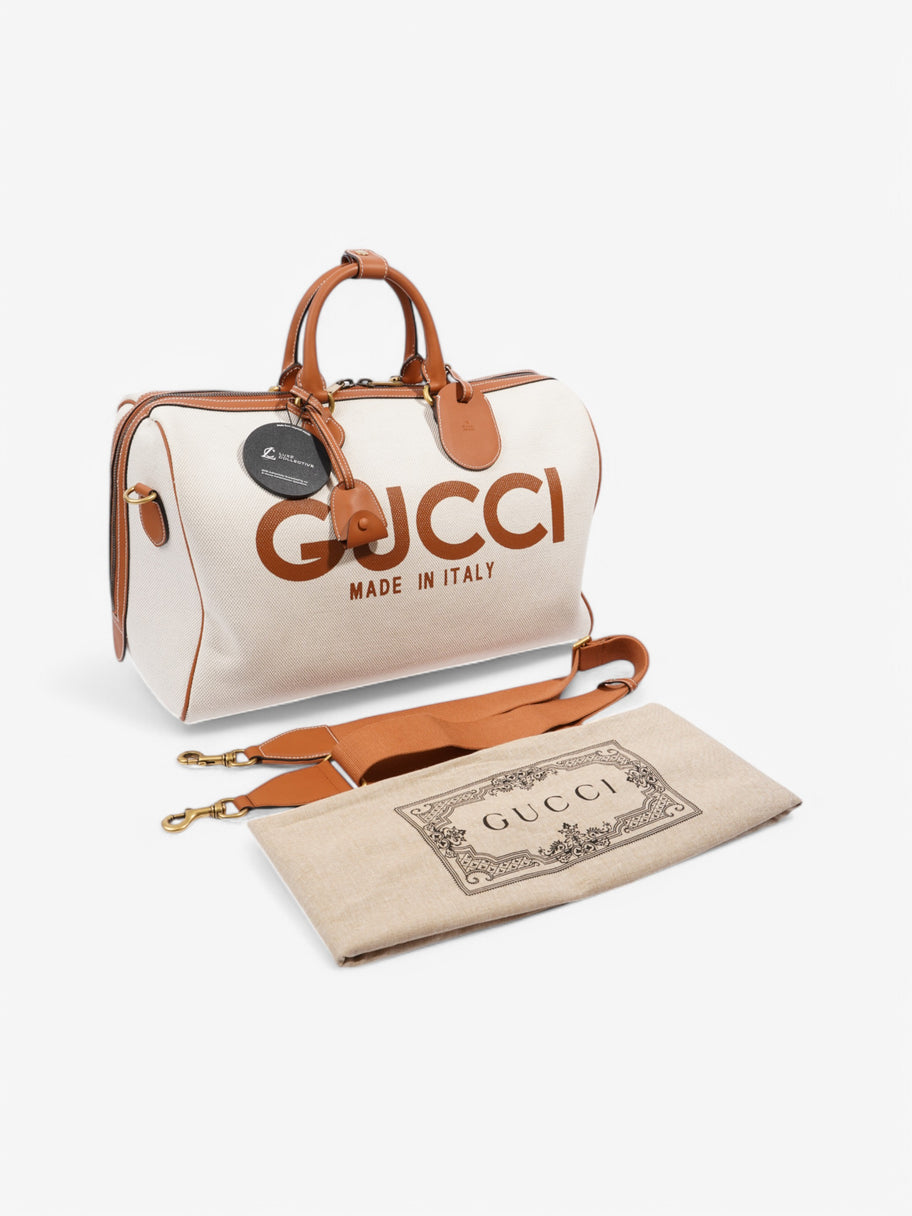 Gucci Reversible Logo-print Holdall White  / Brown Canvas Image 10
