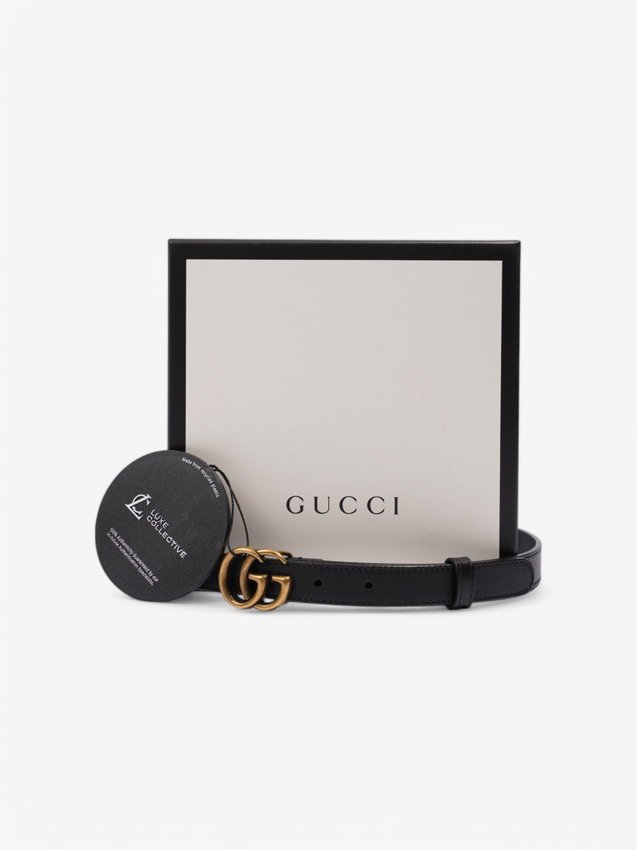Gucci Thin Marmont Belt Black / Gold Leather 80cm 32