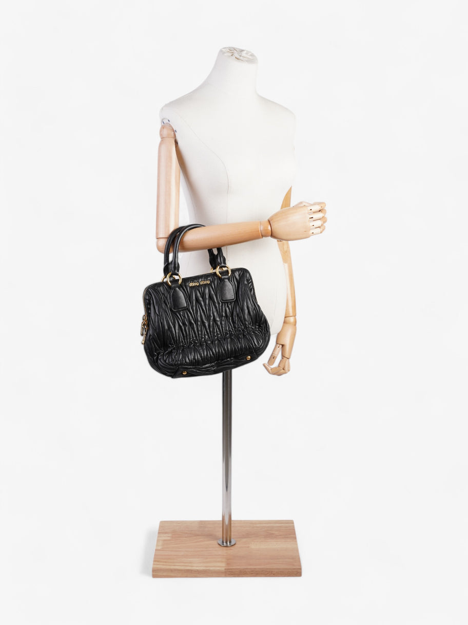 Miu Miu Bauletto Satchel Black Matelasse Leather Image 2