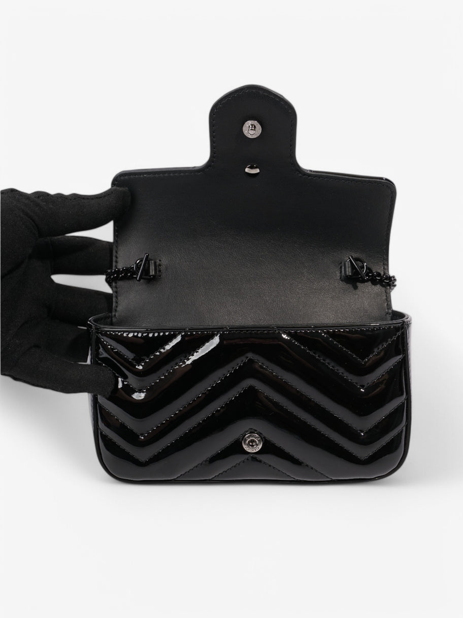 Gucci GG Marmont Black Patent Leather Super Mini Image 8
