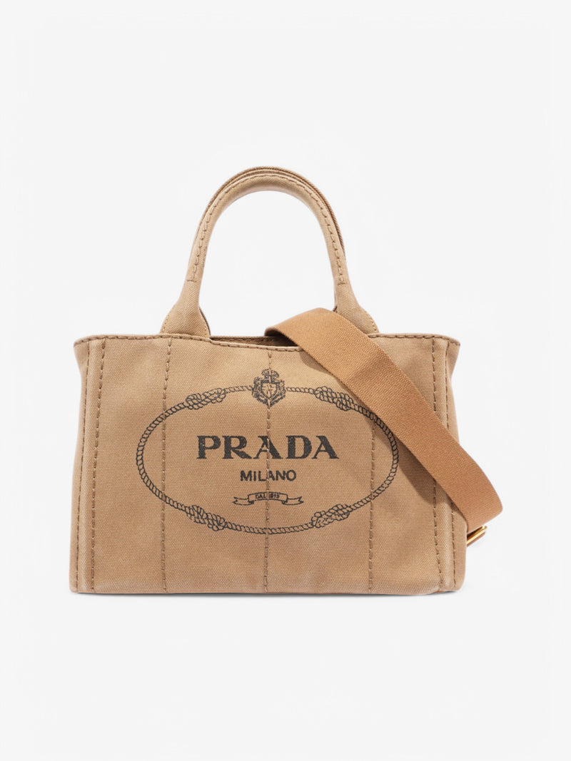  Prada Canapa 2 Way Tote Beige Canvas