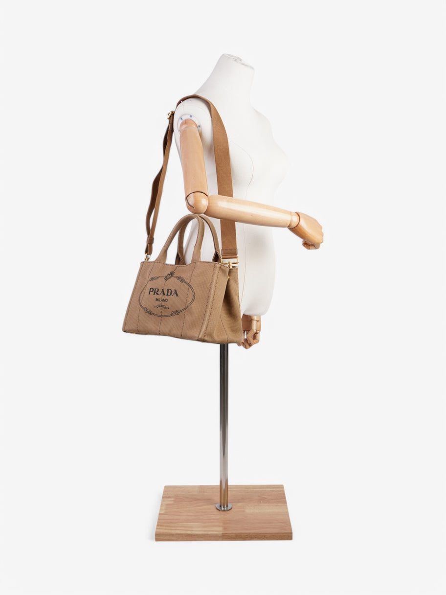 Prada Canapa 2 Way Tote Beige Canvas Image 2