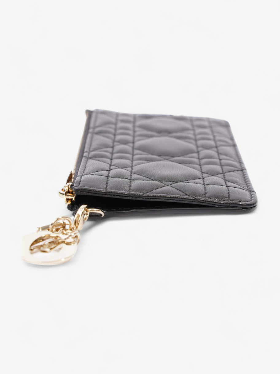Christian Dior Lady Dior Card And Coin Wallet Black Lambskin Leather Image 5