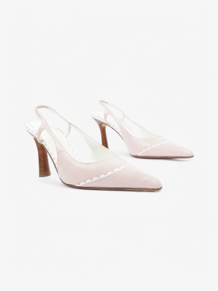 Chanel CC Slingback Heels 80 Pink / White Leather EU 38 UK 5 Image 2