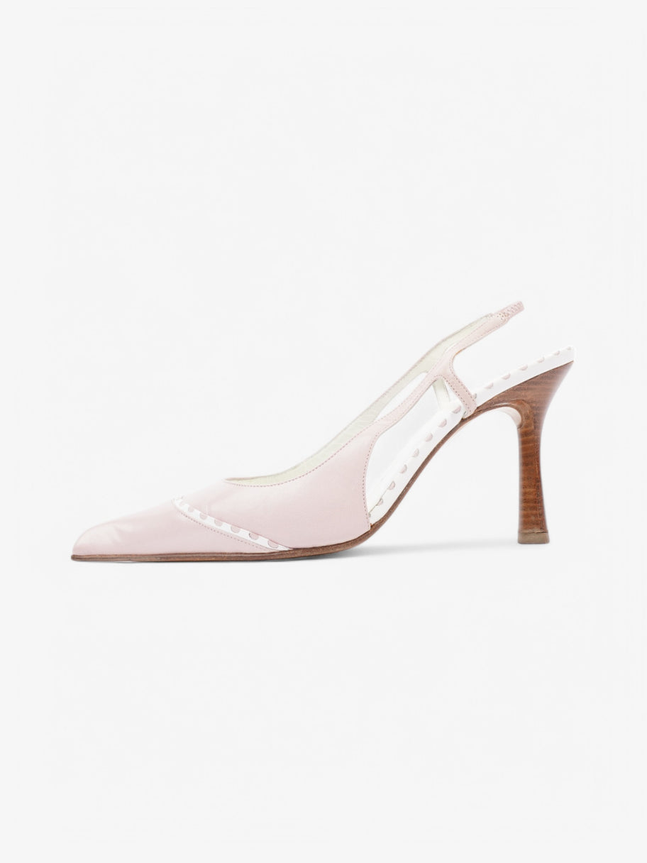 Chanel CC Slingback Heels 80 Pink / White Leather EU 38 UK 5 Image 3