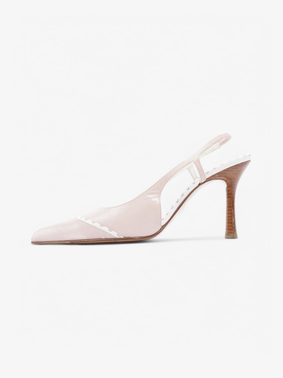 Chanel CC Slingback Heels 80 Pink / White Leather EU 38 UK 5 Image 4
