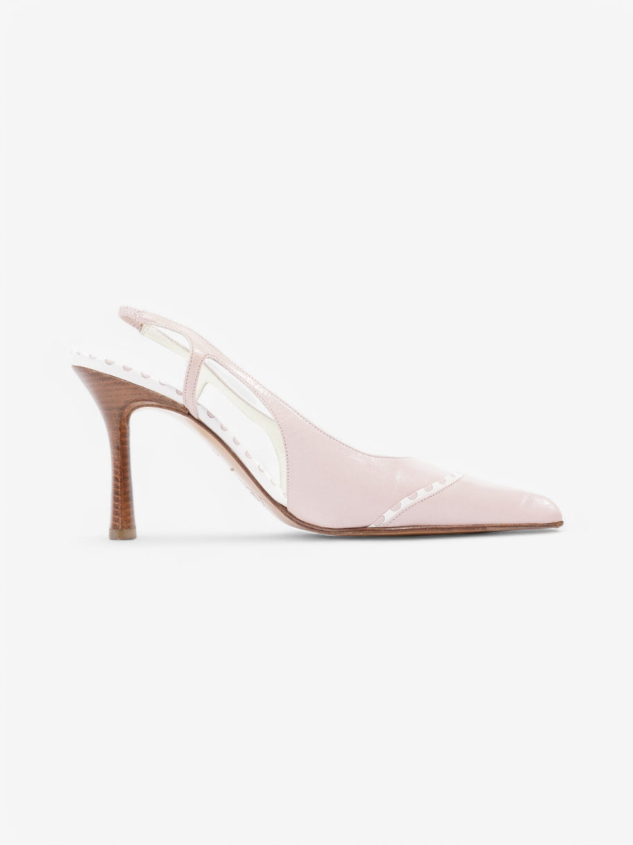 Chanel CC Slingback Heels 80 Pink / White Leather EU 38 UK 5 Image 5
