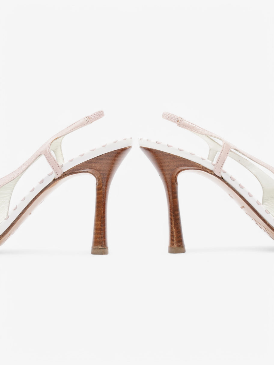 Chanel CC Slingback Heels 80 Pink / White Leather EU 38 UK 5 Image 9