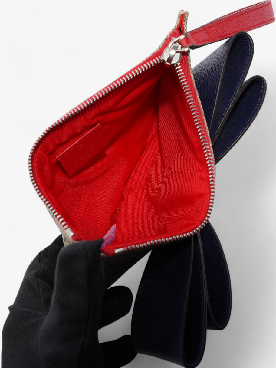 Gucci GG Bow Wristlet GG Supreme / Blue / Red Coated Canvas Image 6