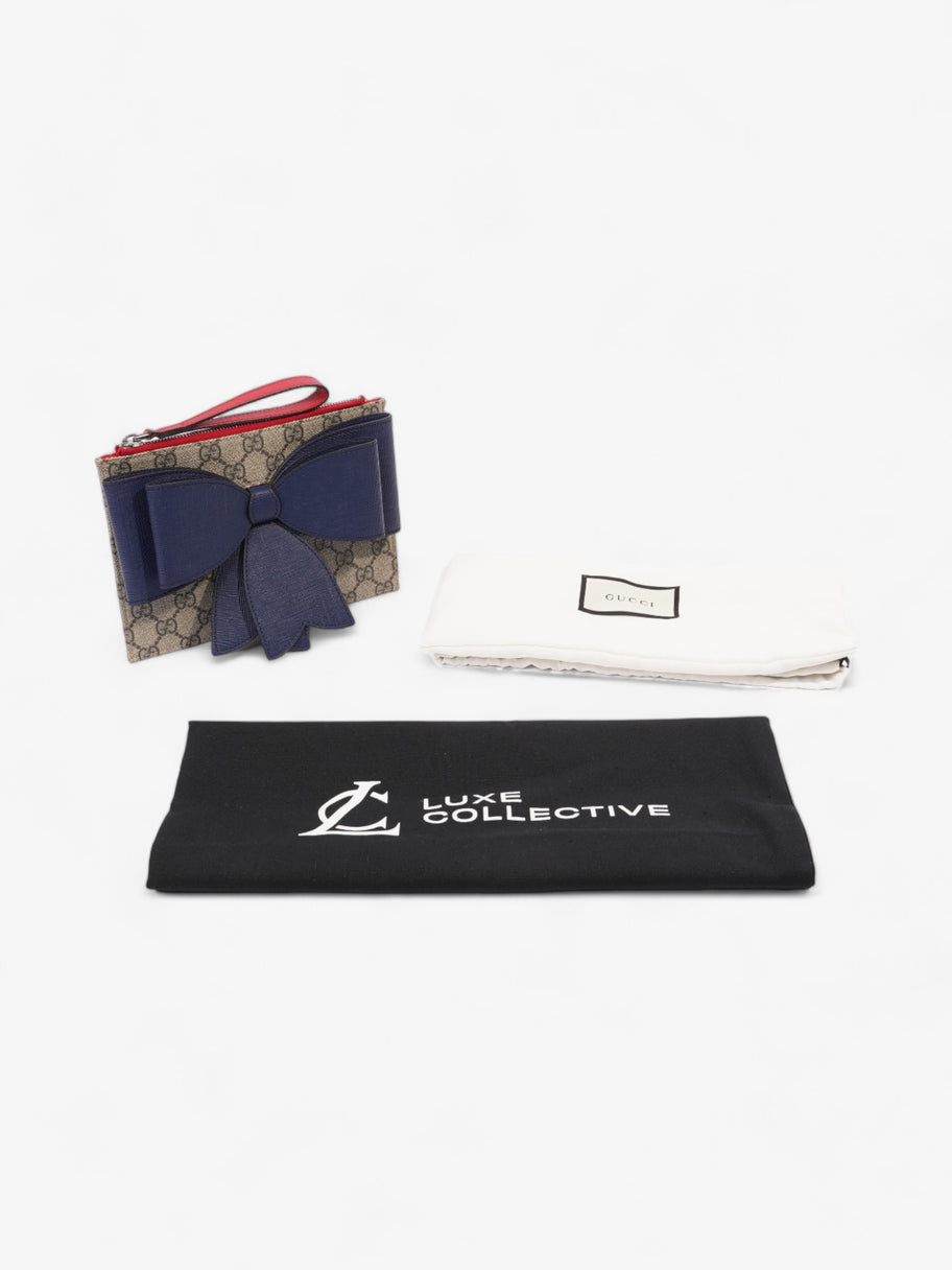 Gucci GG Bow Wristlet GG Supreme / Blue / Red Coated Canvas Image 7