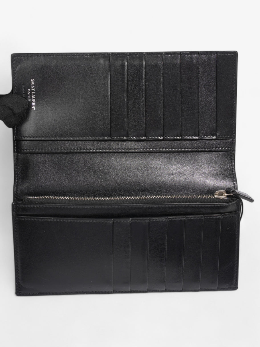 Saint Laurent Cassandre Continental Wallet Black / Silver Calfskin Leather Image 6